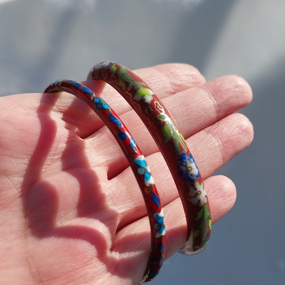 Colorful Cloisonné Bangle Set - Picture 2 of 16